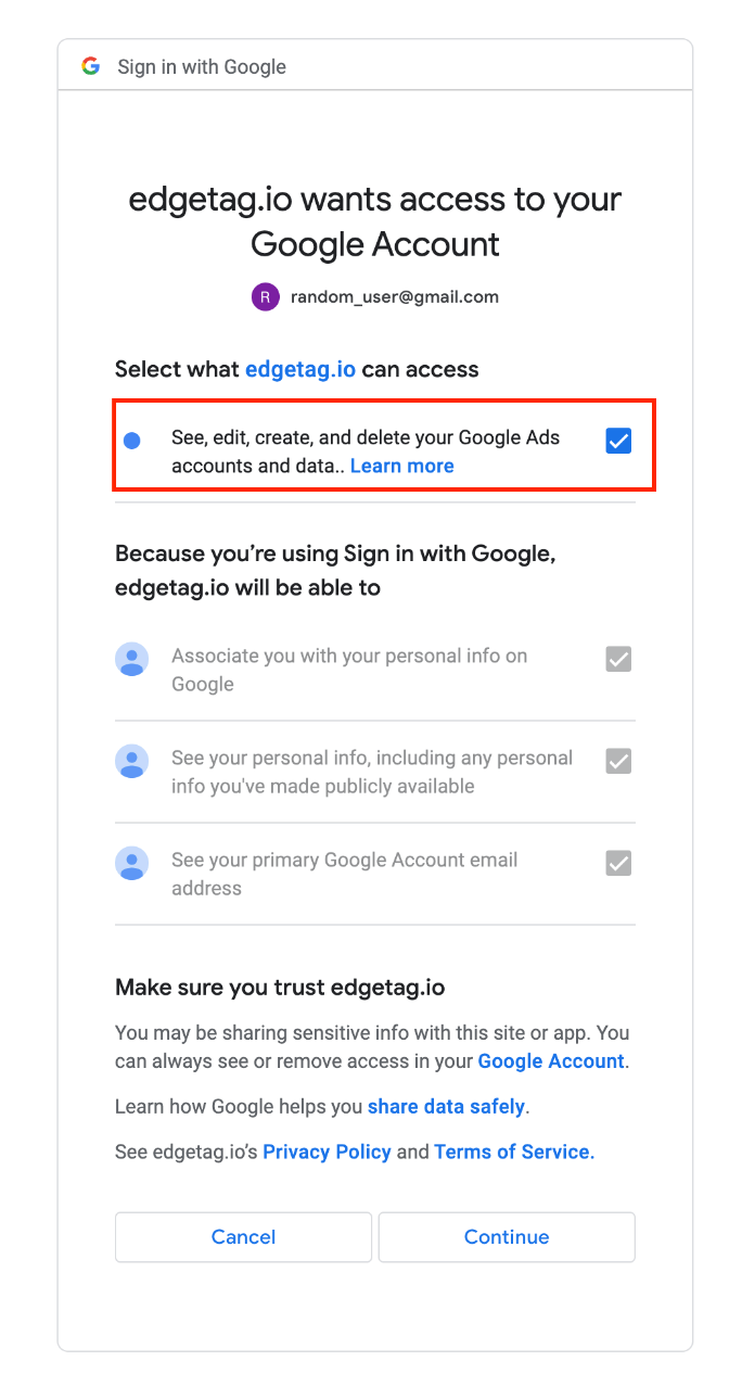 Account Access Settings
